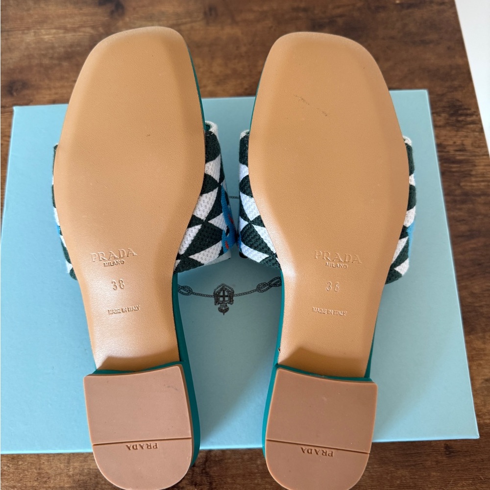 Prada Triangolo Ibiscus Flat Slides - Picture 3 of 4